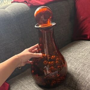 Amber Glass Decanter with Stopper